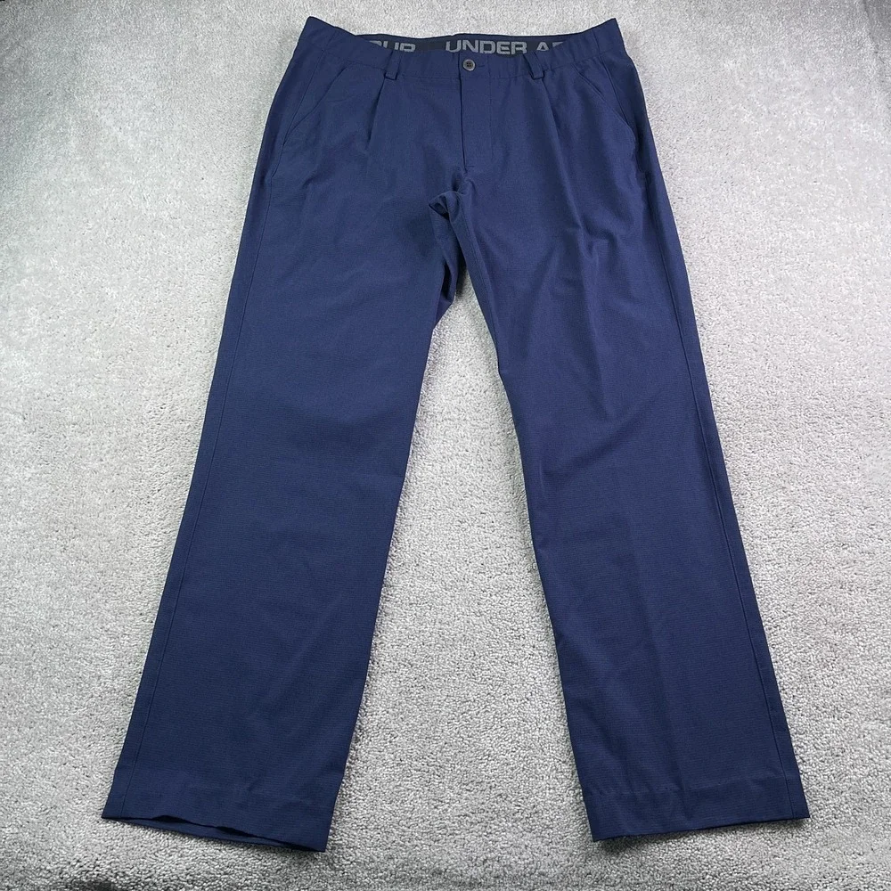 Under Armour Pants Men 38x33 Blue Airvent Pleated Performance Golf Stretch Chino